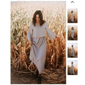 NWT Bertram Bib Maxi Dress in Light Grey